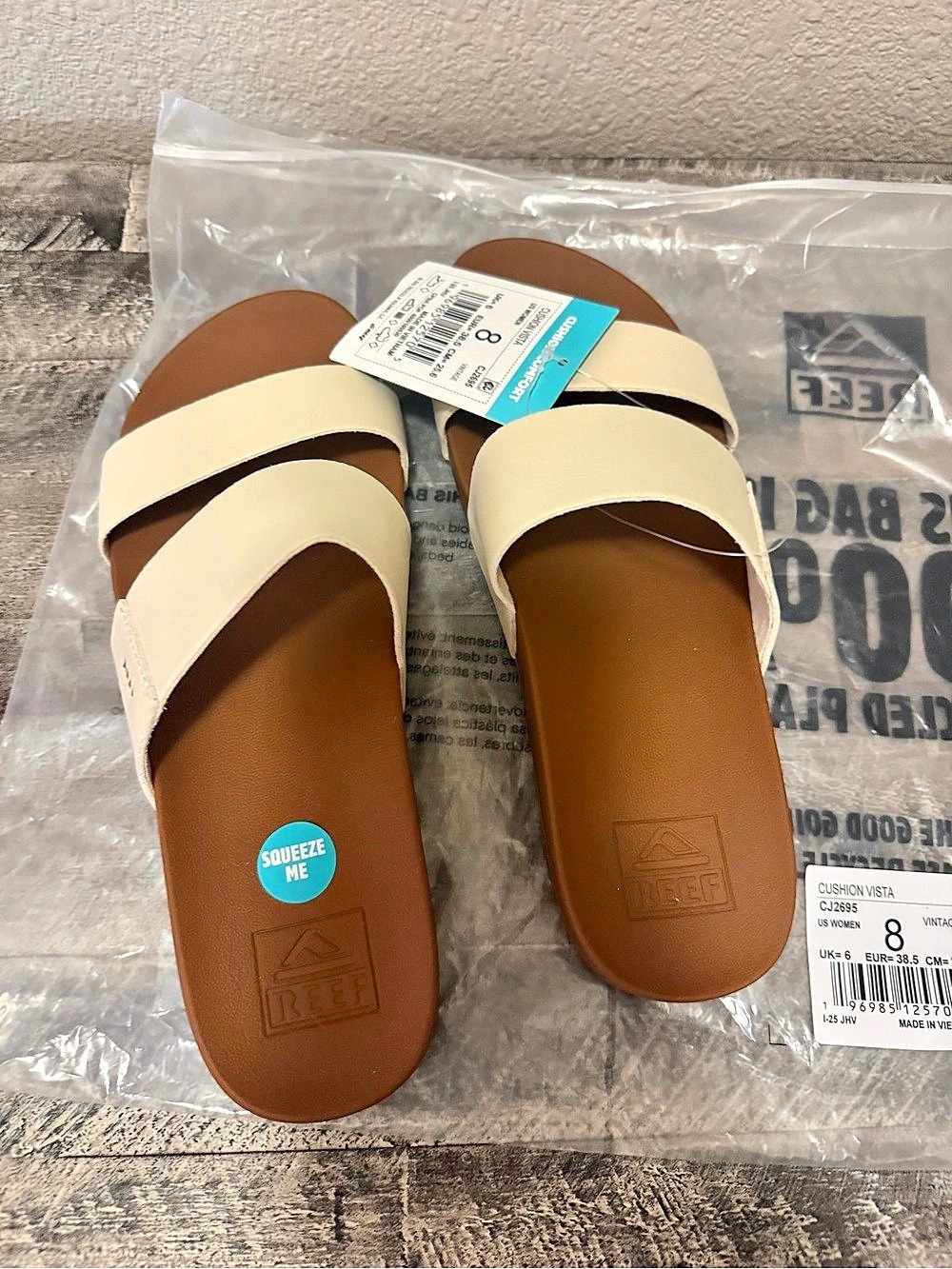 New with Tags! REEF Cushion Vista Vintage Women's Cream & Brown US 8 - Picture 4 of 6